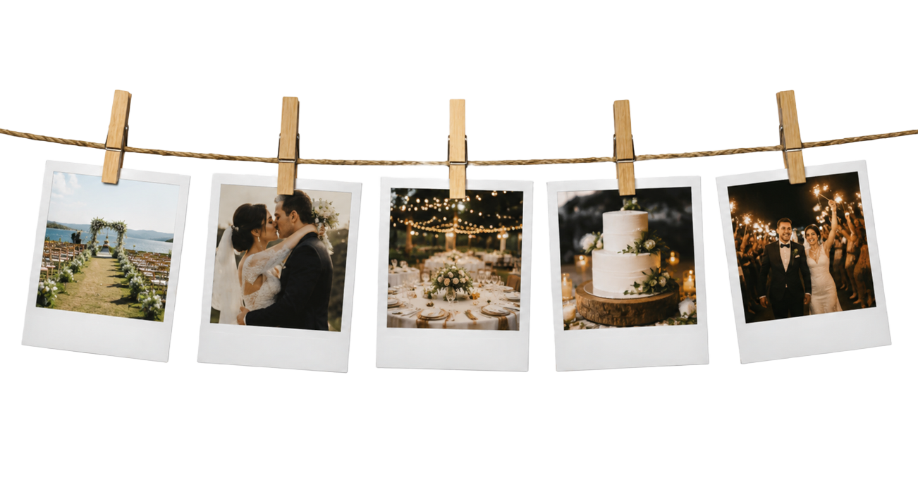 Hanging polaroid photos